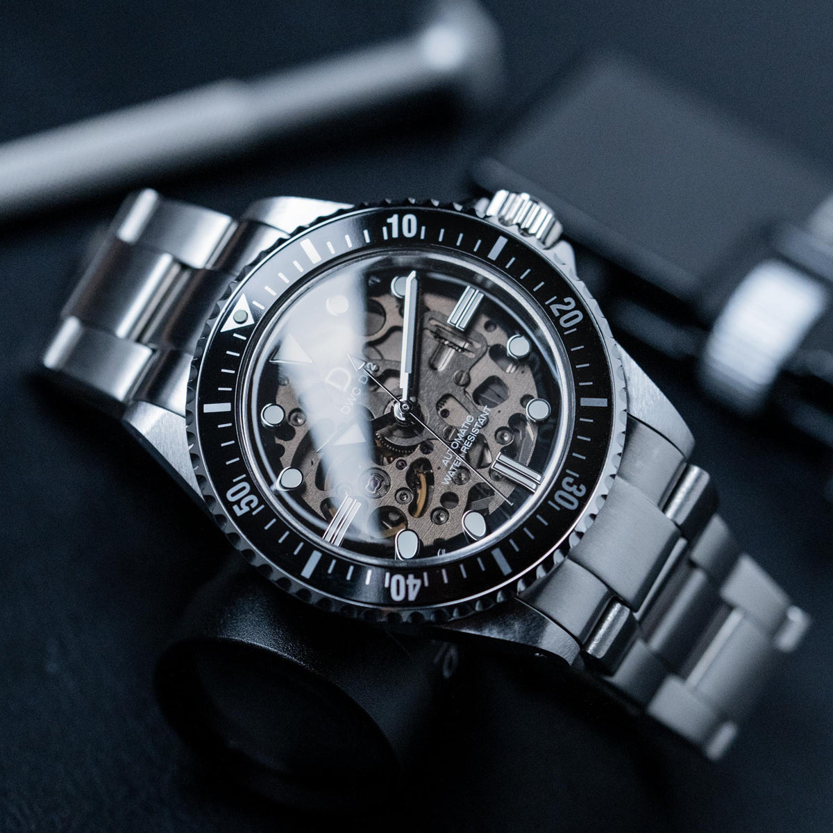 40mm クリスタルダイヤル ダイバーズウォッチ ブラック DIYキット | セイコーNH70A ムーブメント