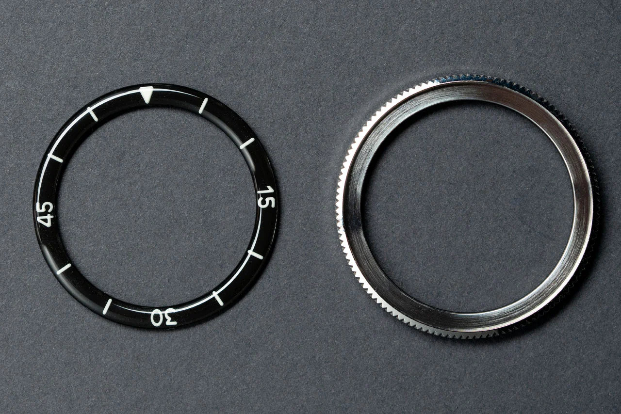 40mm ダイバーベゼルセット ブラック | 37.4mm レトロドーム型アクリルベゼルインサート(ブラック)+40mm クラシックベゼル Type-B