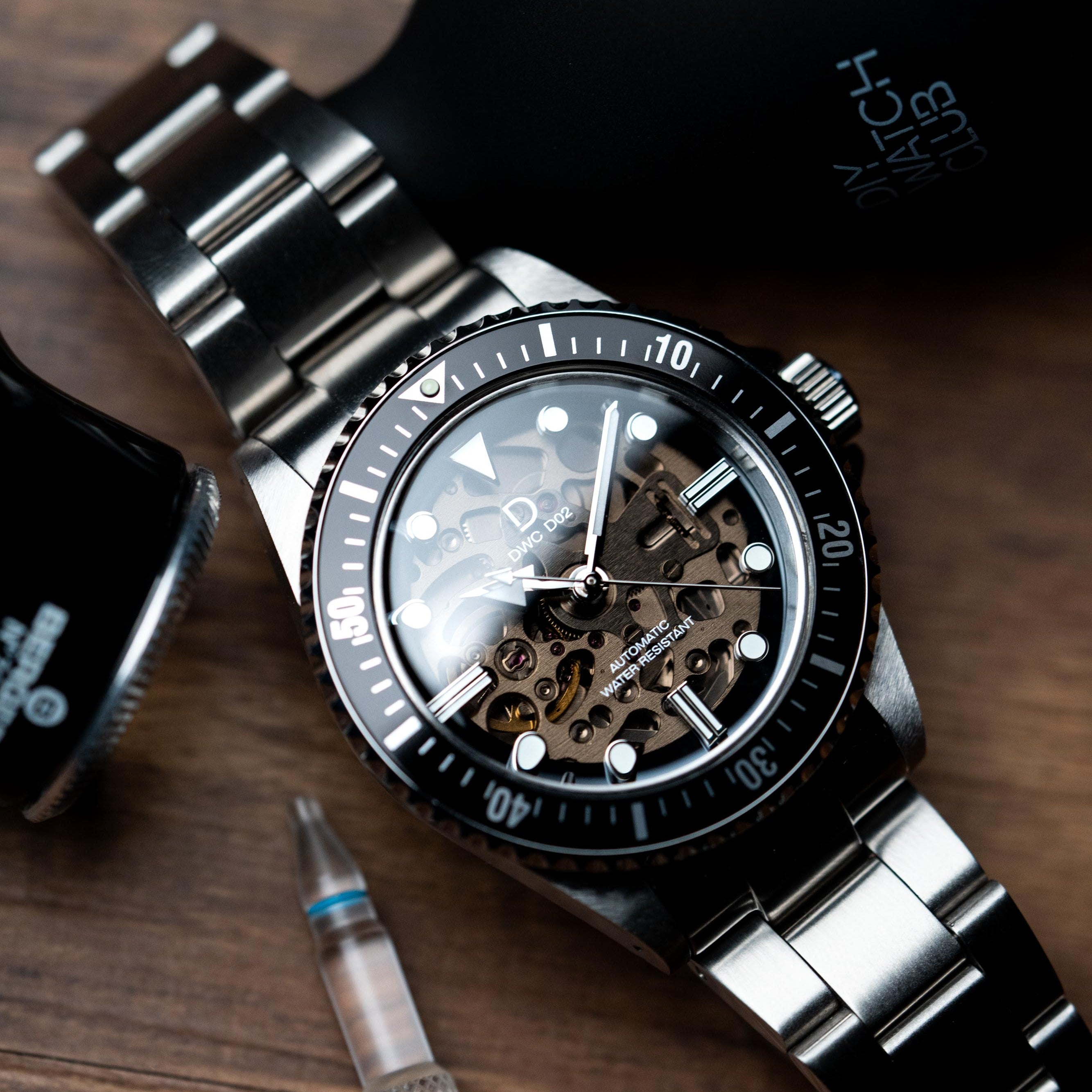 40mm クリスタルダイヤル ダイバーズウォッチ ブラック DIYキット | セイコーNH70A ムーブメント