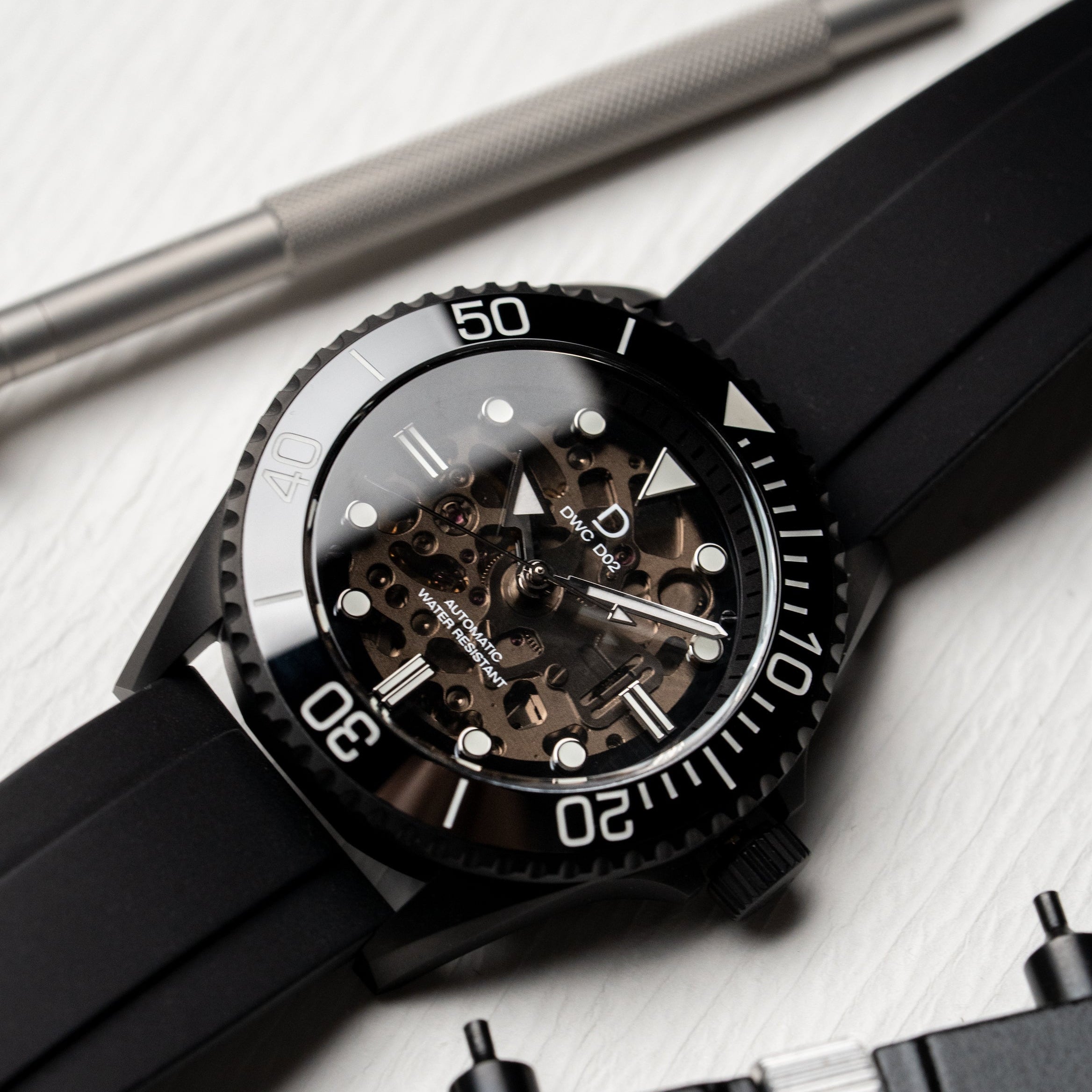 42mm PVDブラック クリスタルダイヤル ダイバーズウォッチ DIYキット | セラミック製ダイバーズベゼルインサート(日本製BGW9スーパールミ付き)| セイコーNH70A ムーブメント