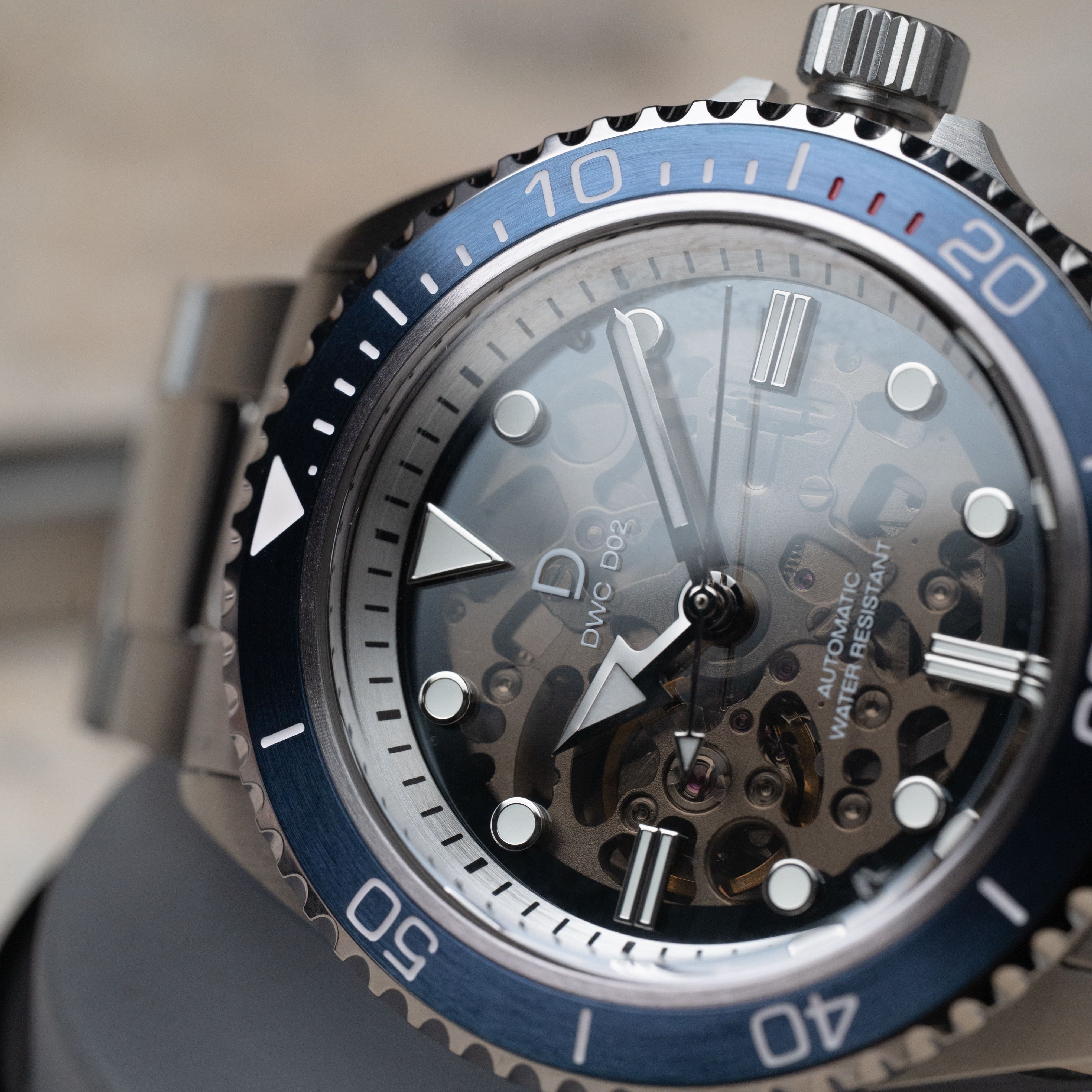 42mm クリスタルダイヤル ダイバーズウォッチ ブルー DIYキット | ステンレススチールブレスレット | 日本製 BGW9スーパールミ 夜光付き | TMI NH70A 自動巻きムーブメント