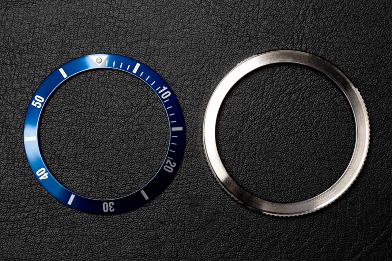 39mm ダイバーベゼルセット ブルー | 37.6mm アルミ製ベゼルインサート（ブルー）＋39mm コインエッジベゼル
