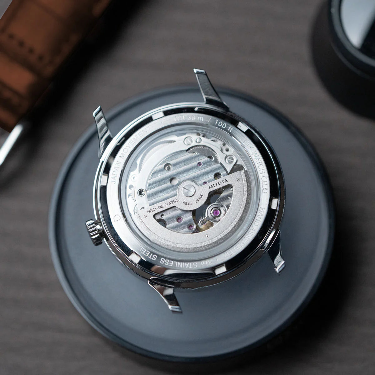 38.5mm モーゼル・スケルトンダイヤル ドレスウォッチ エメラルドグリーン DIYキット | クラシックレザーベルト ブラック | Miyota 82S0 自動巻きムーブメント
